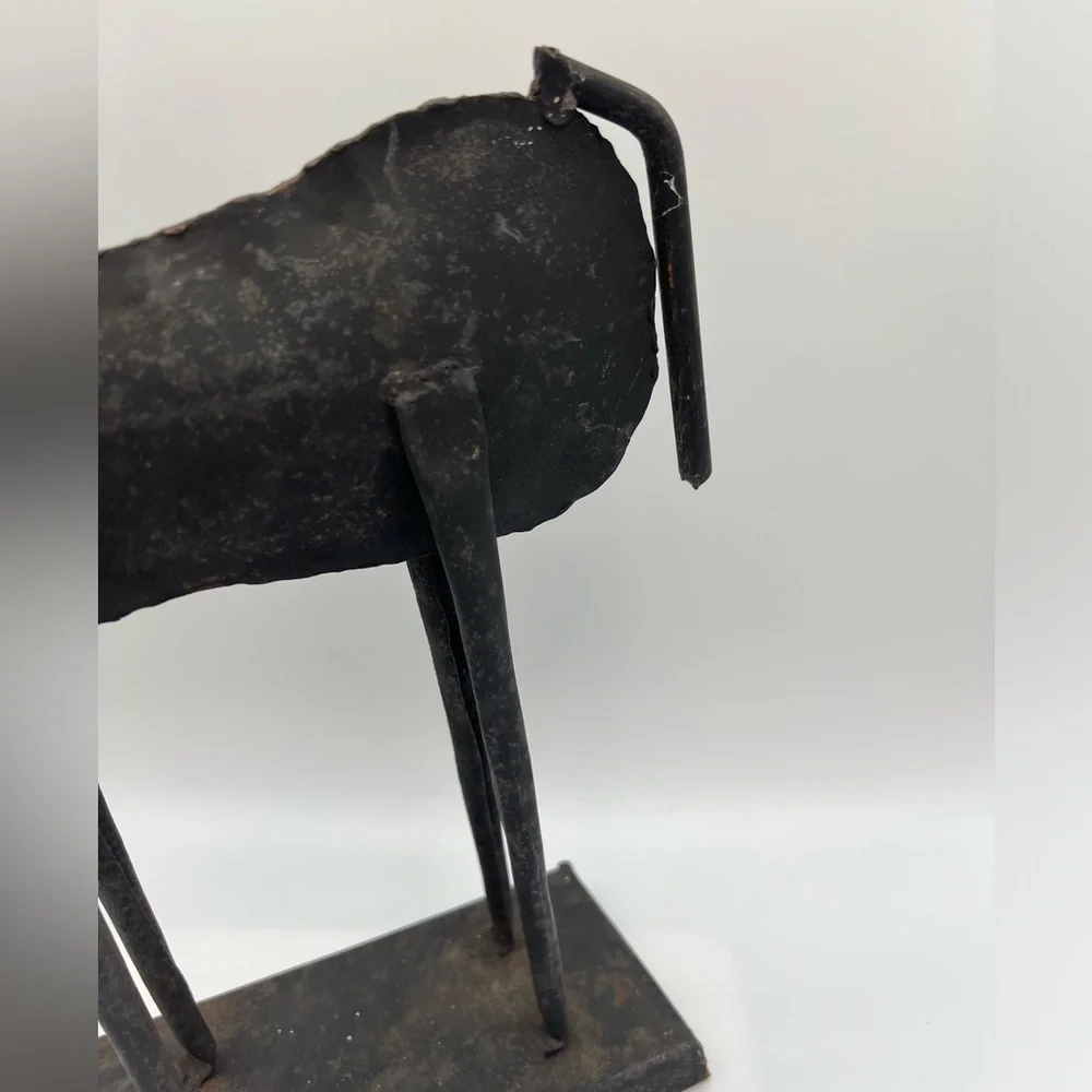 Rustic Metal Reindeer Antelope Sculpture Artist Made Black Christmas Holiday